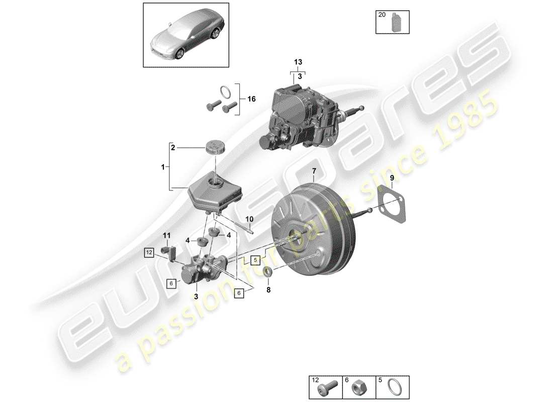 porsche 2019 (panamera 971-1) brake master cylinder part diagram