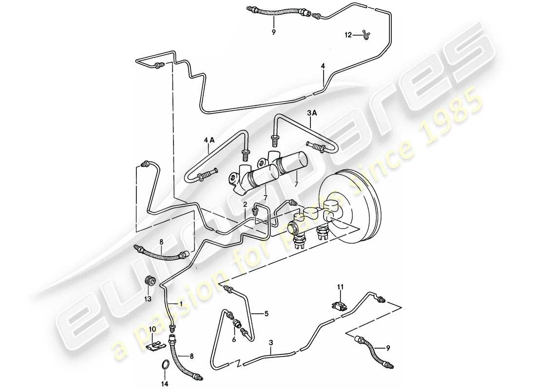 porsche 1978 (928) brake lines - only in combination with: - vacuum booster - 928.355.023.03 /04 - without: - brake pressure regulator - f >> 92-88101 129 part diagram
