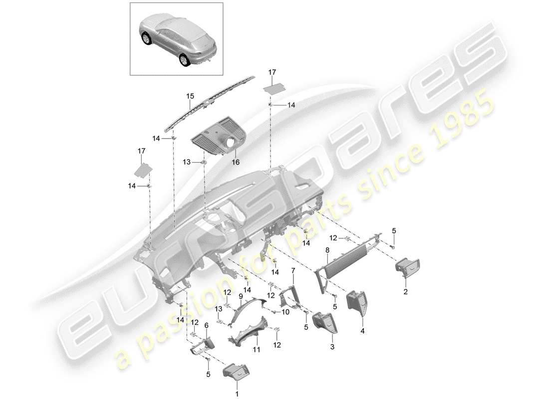 porsche 2016 (macan) accessories part diagram