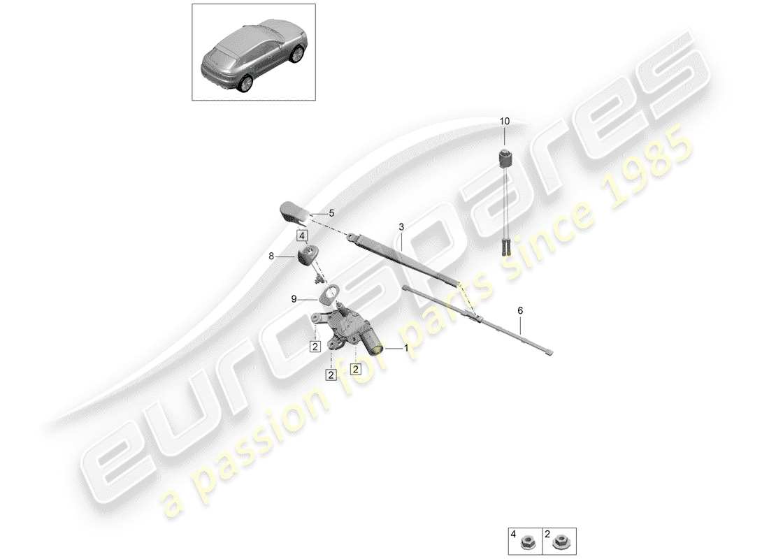 porsche 2020 (macan) rear window wiper part diagram
