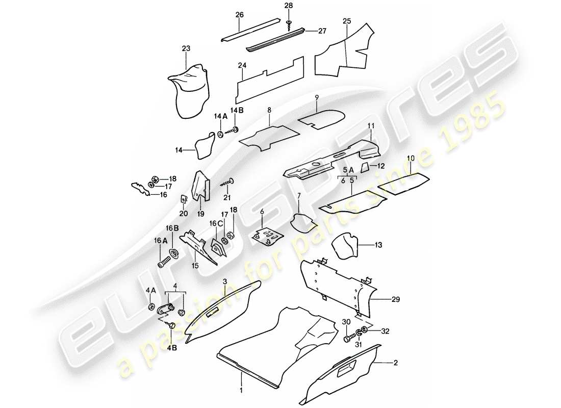 porsche 1986 (911) interior equipment part diagram