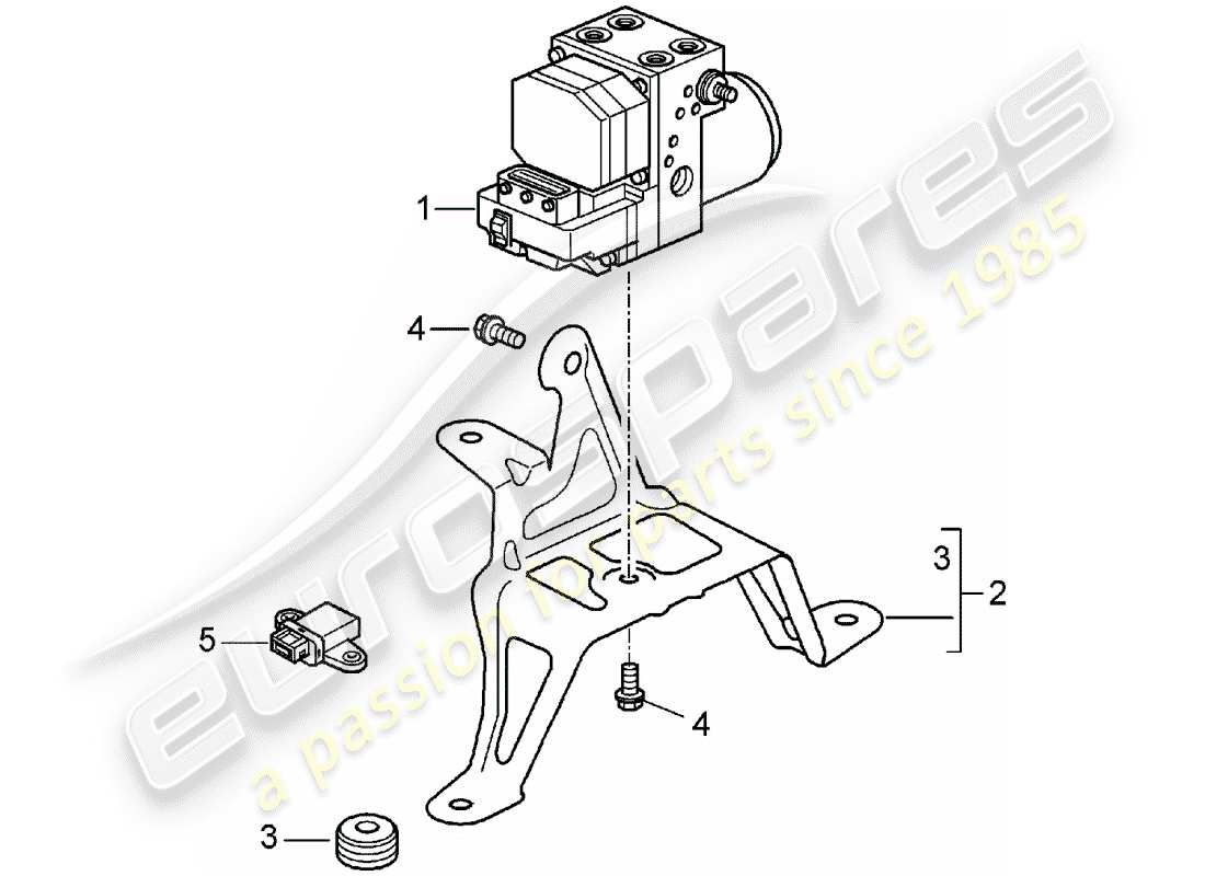 porsche 996 t/gt2 (2005) hydraulic unit - anti-locking brake syst. -abs- - control part diagram