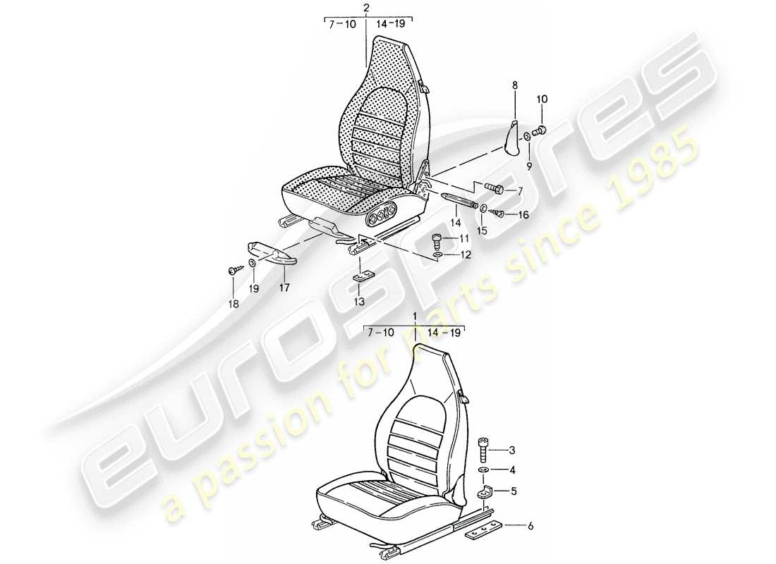 porsche 1987 (959) front seat part diagram