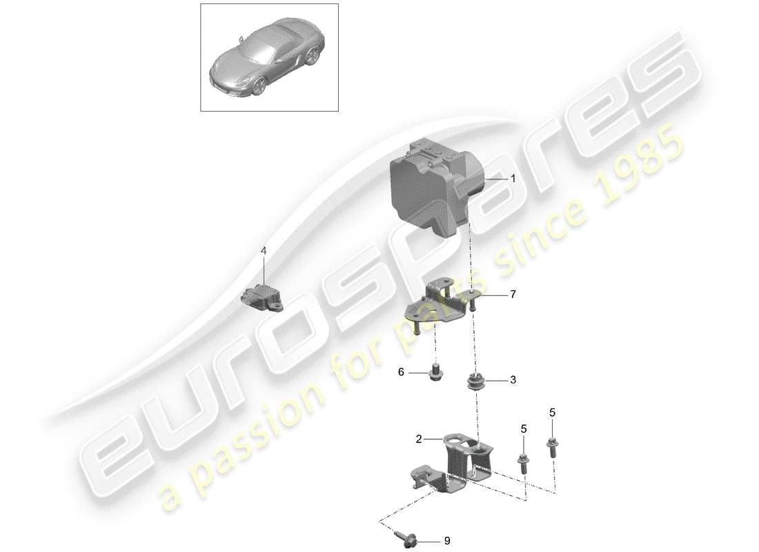 porsche 2012 (981 boxster) hydraulic unit part diagram