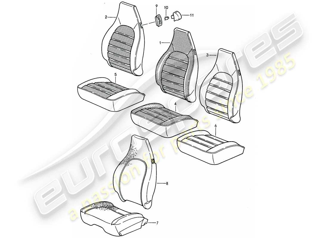 porsche 1995 (968) cloth part diagram