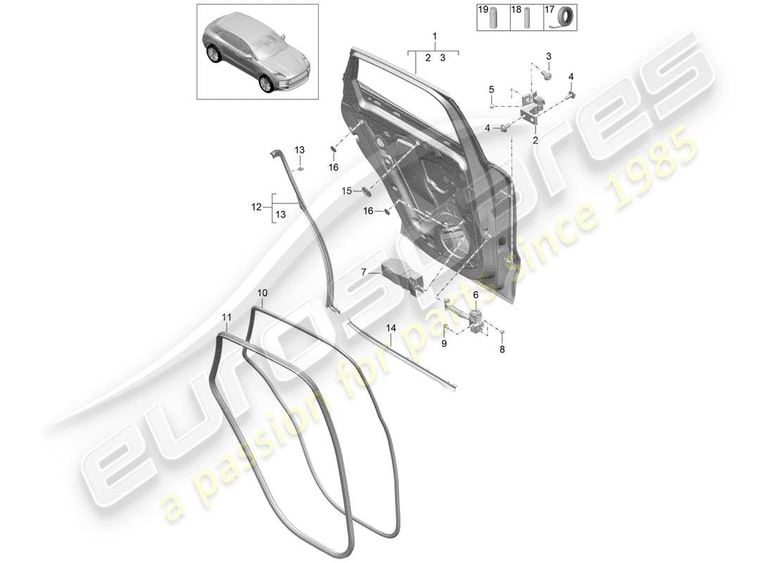 porsche 2020 (macan) door shell part diagram