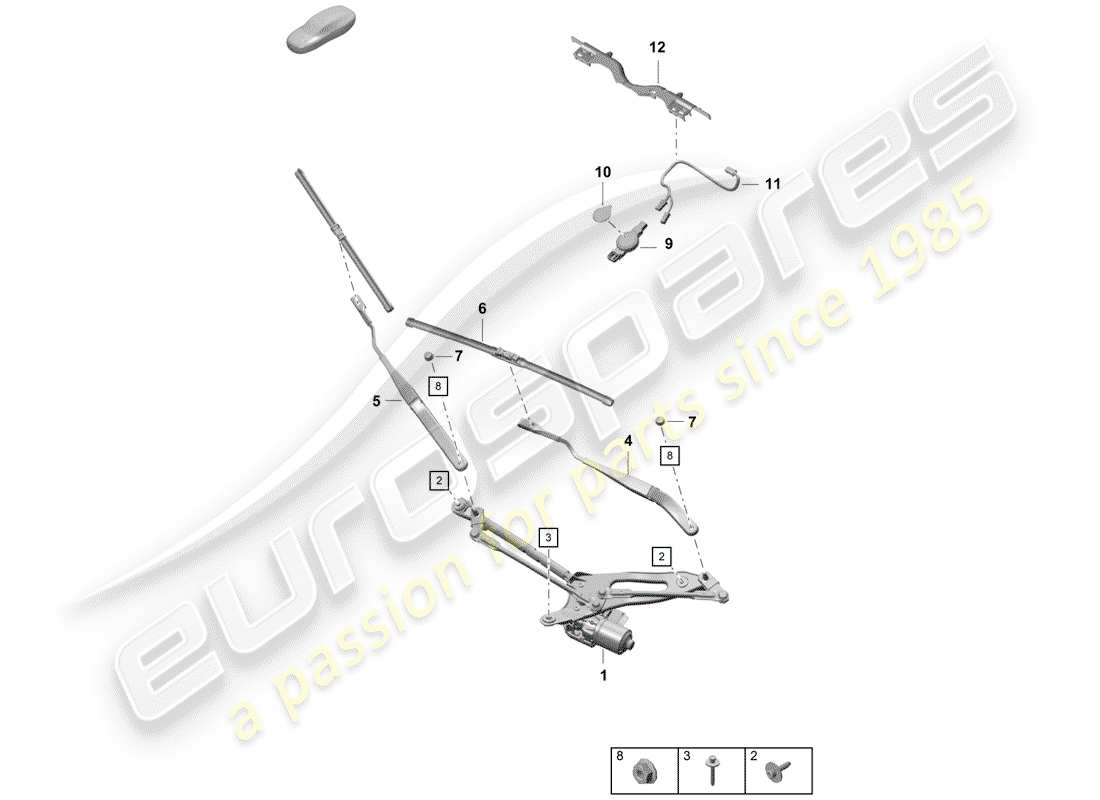 porsche 2019 (718 boxster spyder) windshield wiper system compl. part diagram