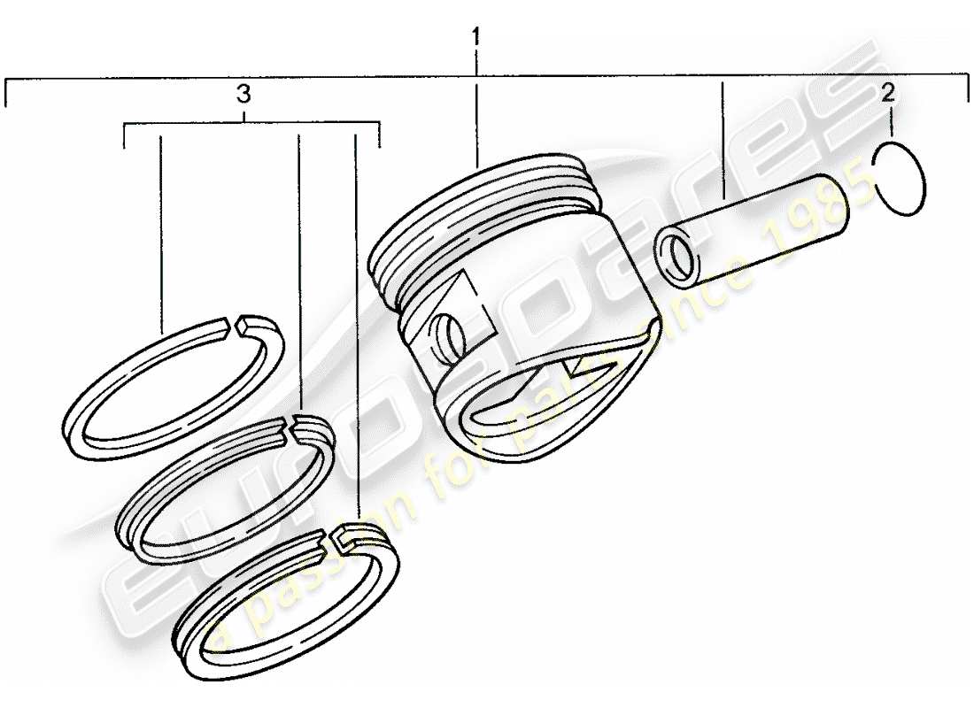 porsche 1990 (944) piston - piston rings part diagram