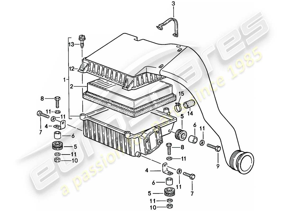 porsche 1986 (944) air cleaner system parts diagram