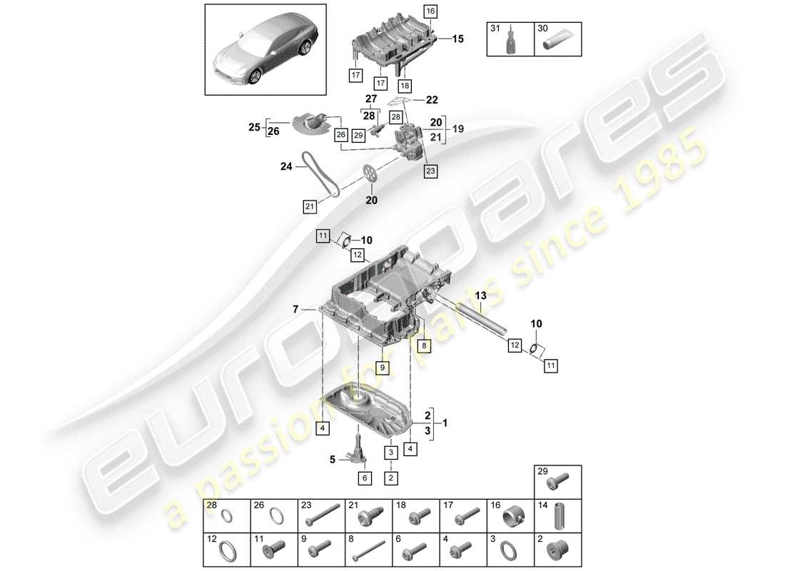 porsche 2019 (panamera 971-1) oil-conducting housing part diagram