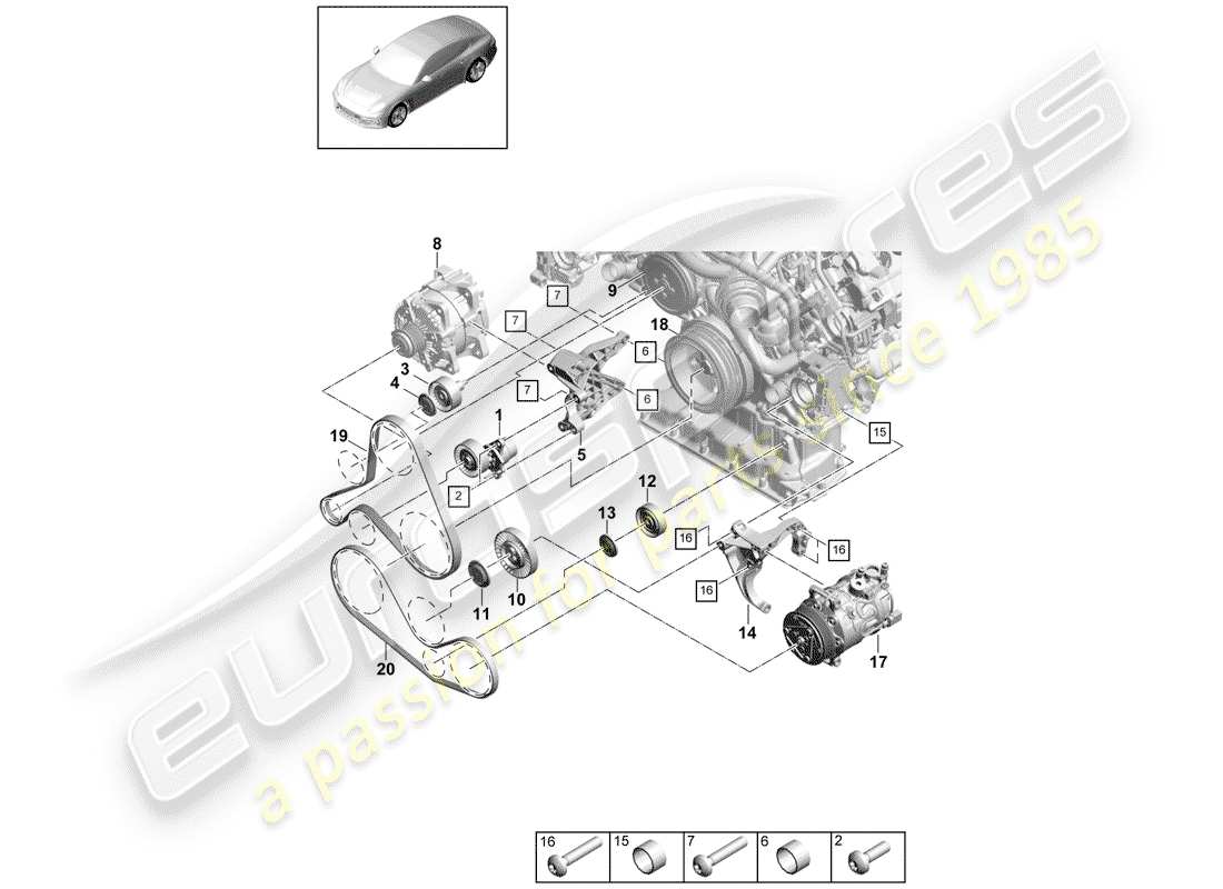 porsche 2019 (panamera 971-1) v-ribbed belt part diagram