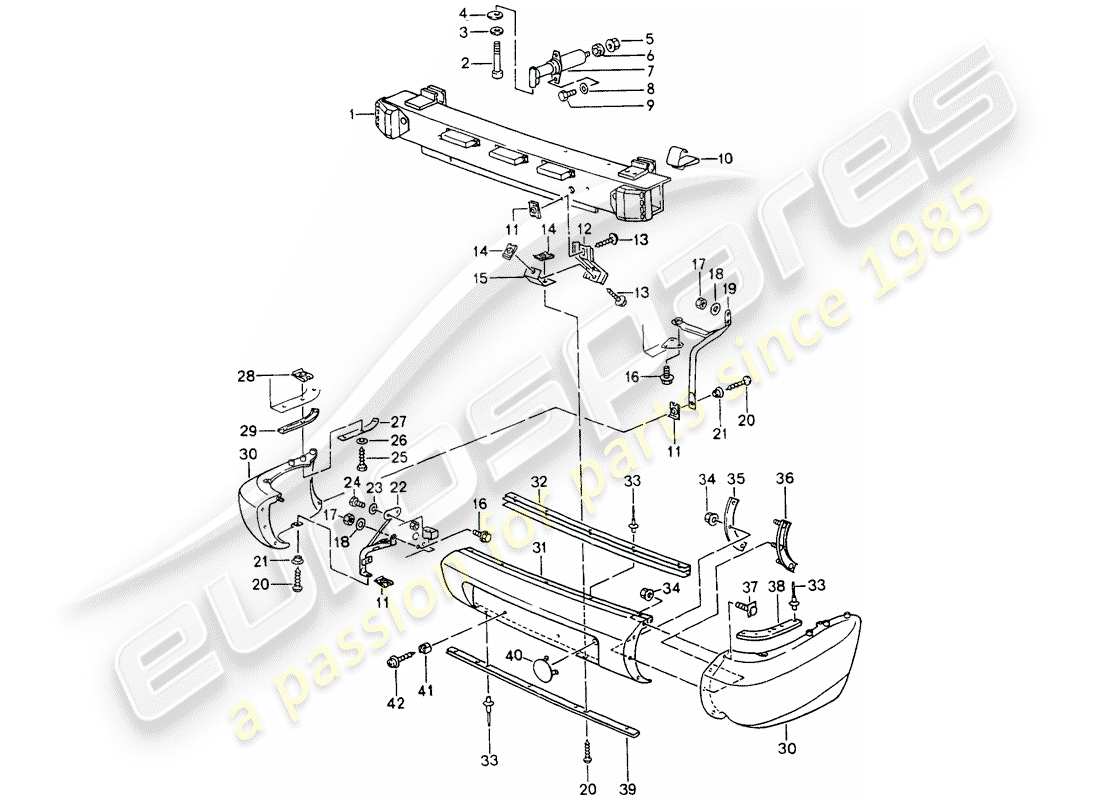 porsche 1990 (964) bumper part diagram