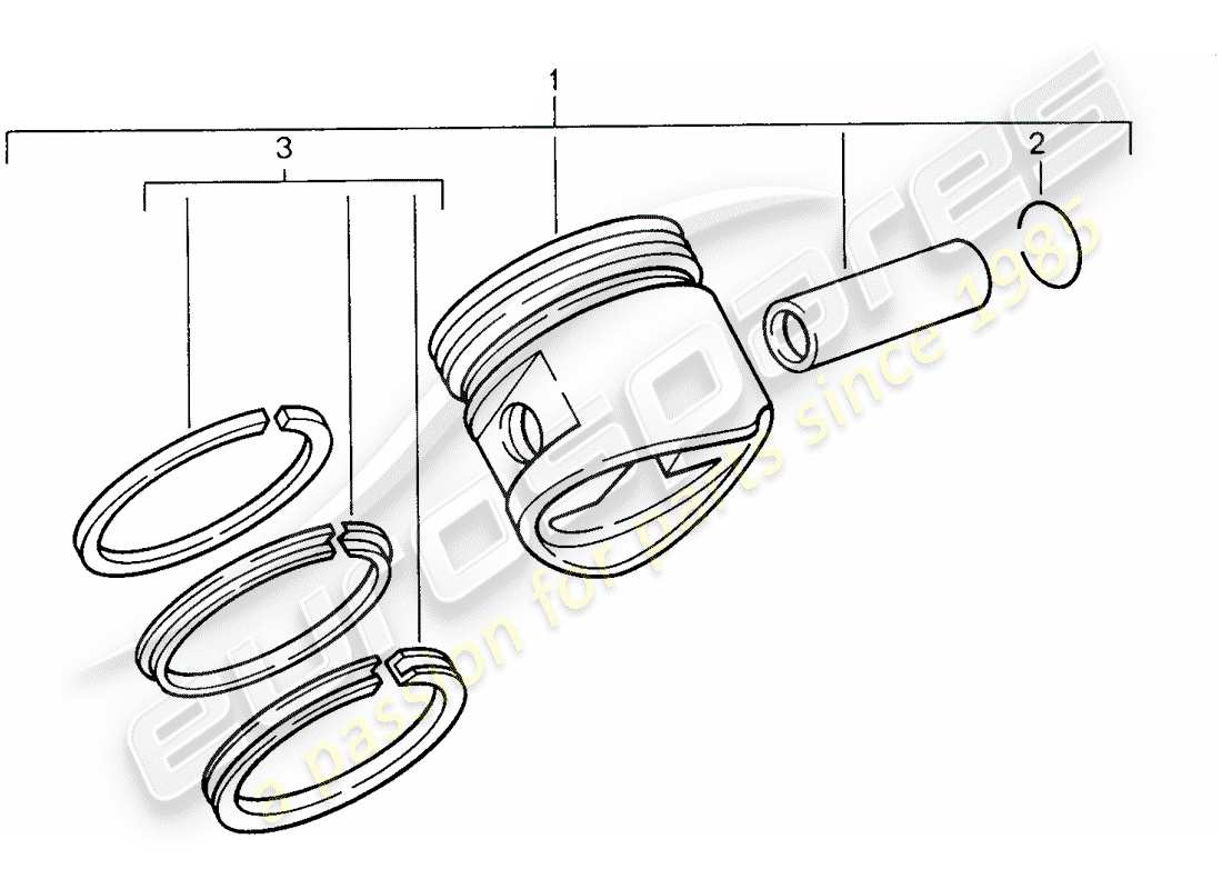 porsche 1994 (968) piston - piston rings parts diagram