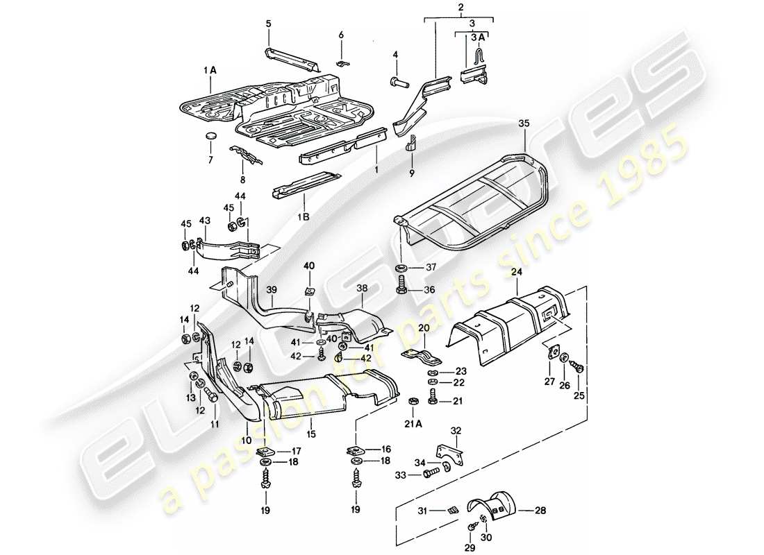 porsche 1976 (924) side member - shield parts diagram