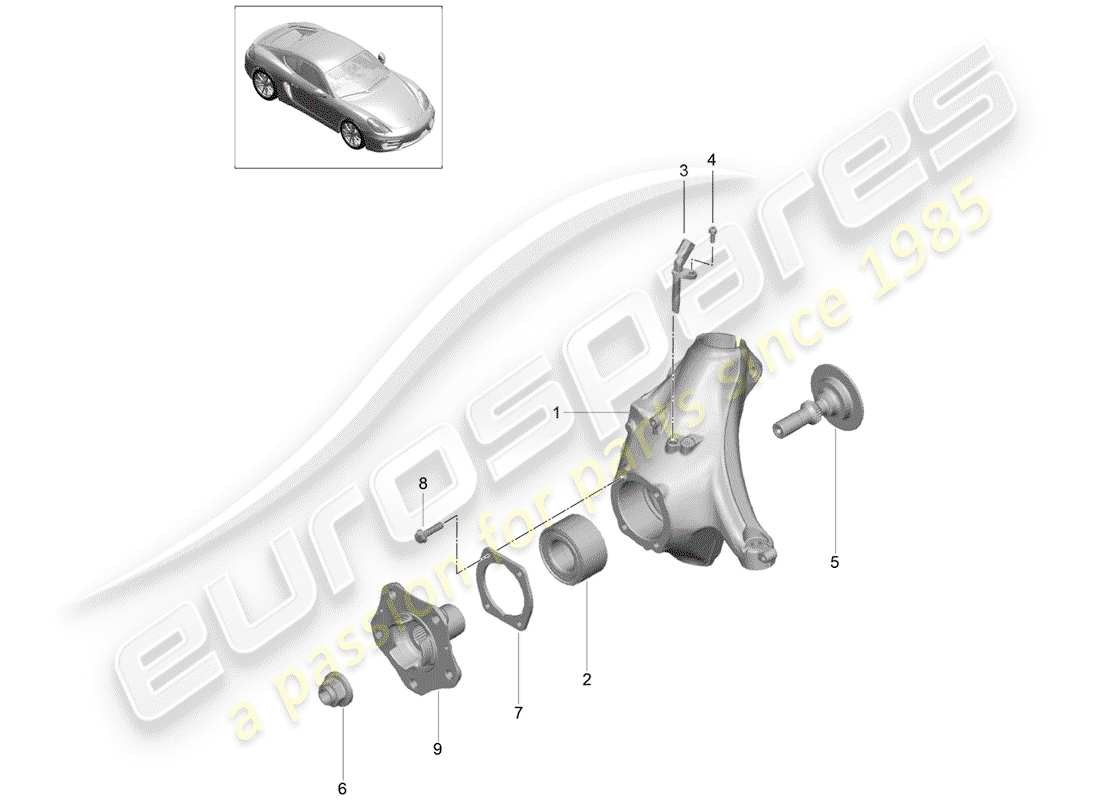 porsche 2015 (981 cayman) wheel carrier part diagram