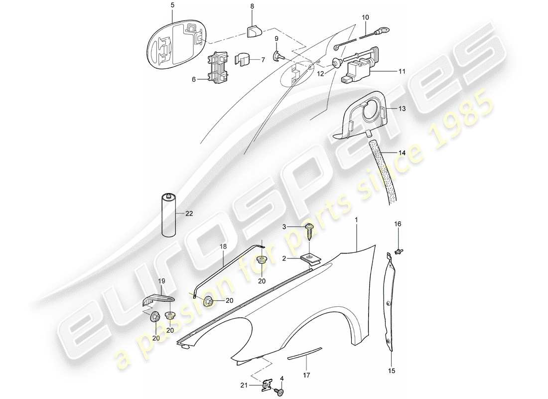 porsche 2006 (987 boxster) fender part diagram