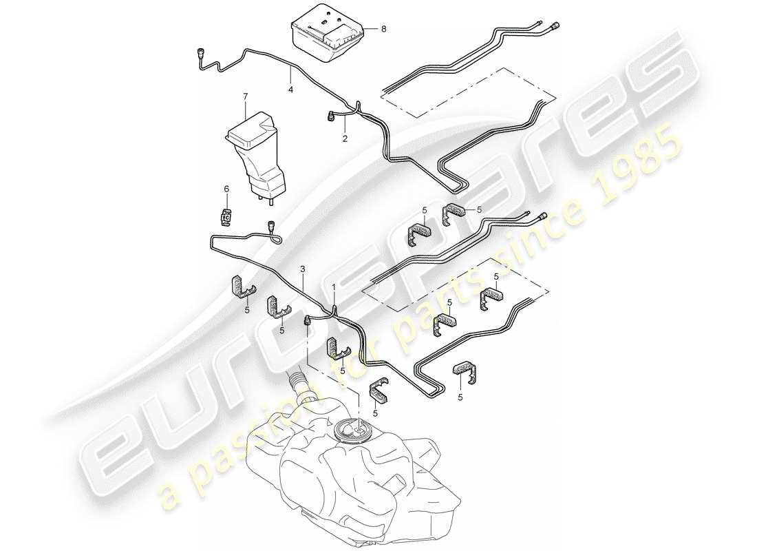porsche cayman 987 (2006) fuel system parts diagram