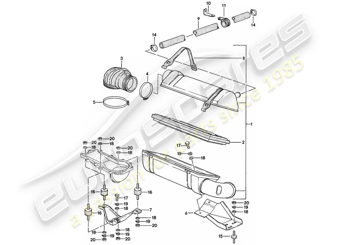 porsche 1977 (924) air cleaner system part diagram