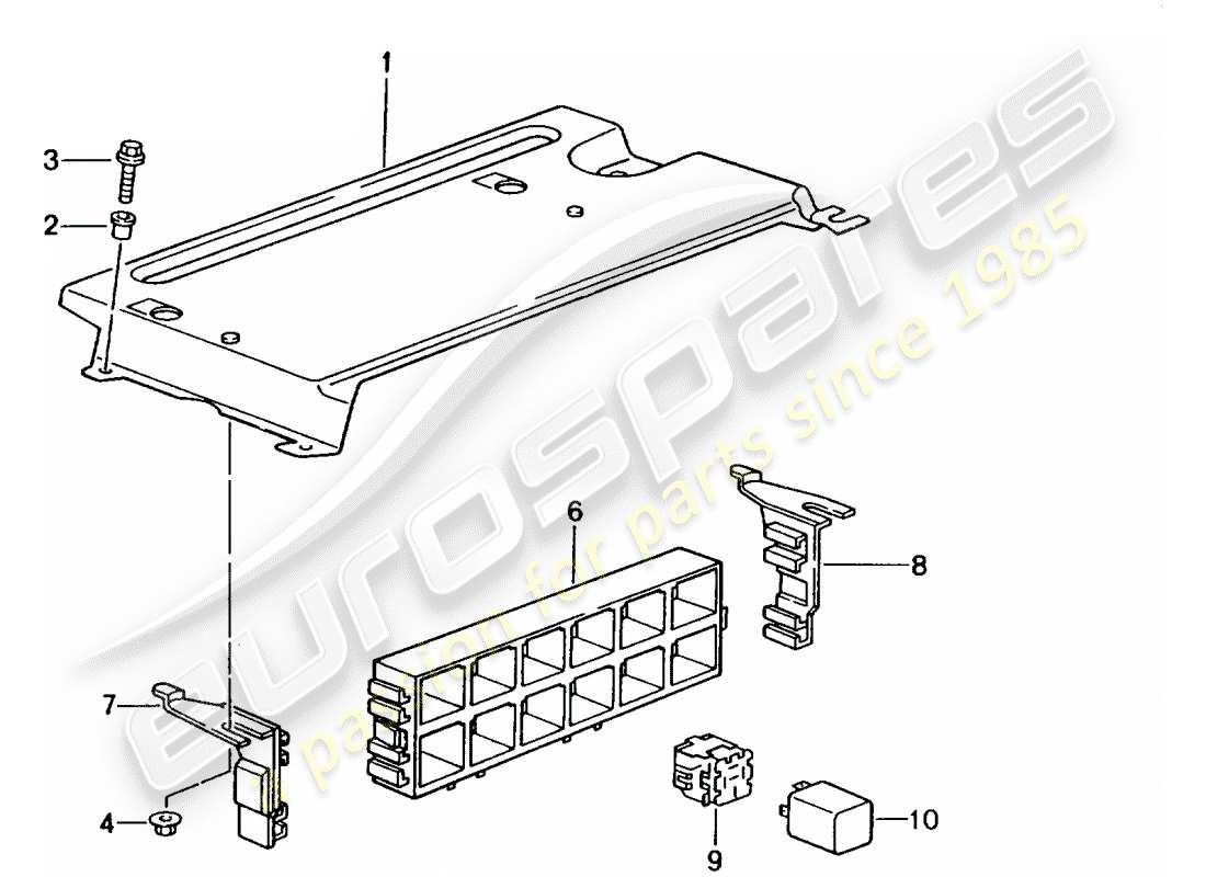 porsche 2001 (996 gt3) fuse box/relay plate - rear end part diagram