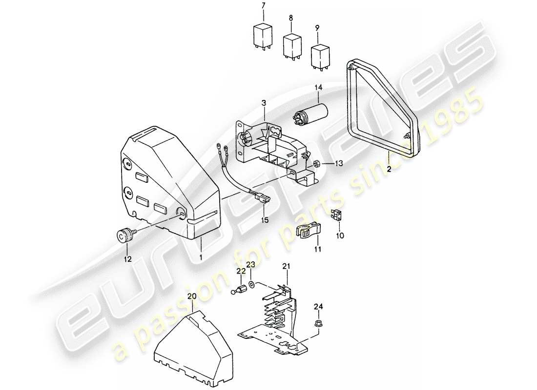porsche 1996 (993) fuse box/relay plate - engine compartment part diagram