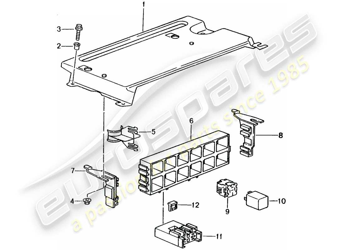 porsche 1998 (996) fuse box/relay plate - rear end parts diagram