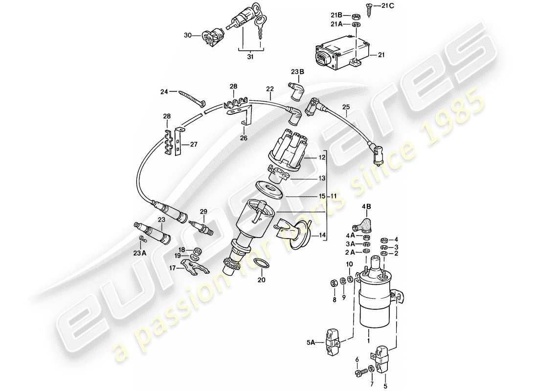 porsche 1977 (924) engine electrics 2 - see technical information - gr.2 nr. 2/86 part diagram