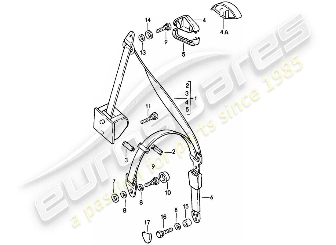 porsche 1983 (944) seat belt part diagram