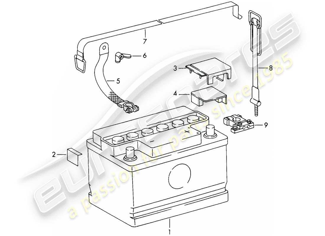porsche 1967 (911/912) battery - d - mj 1969>> - mj 1969 part diagram