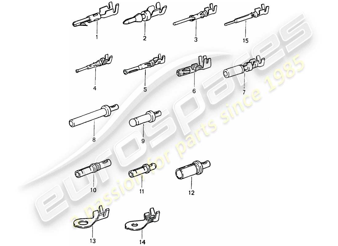 porsche 1990 (964) pin (male) terminal - contact pin - cable shoe part diagram