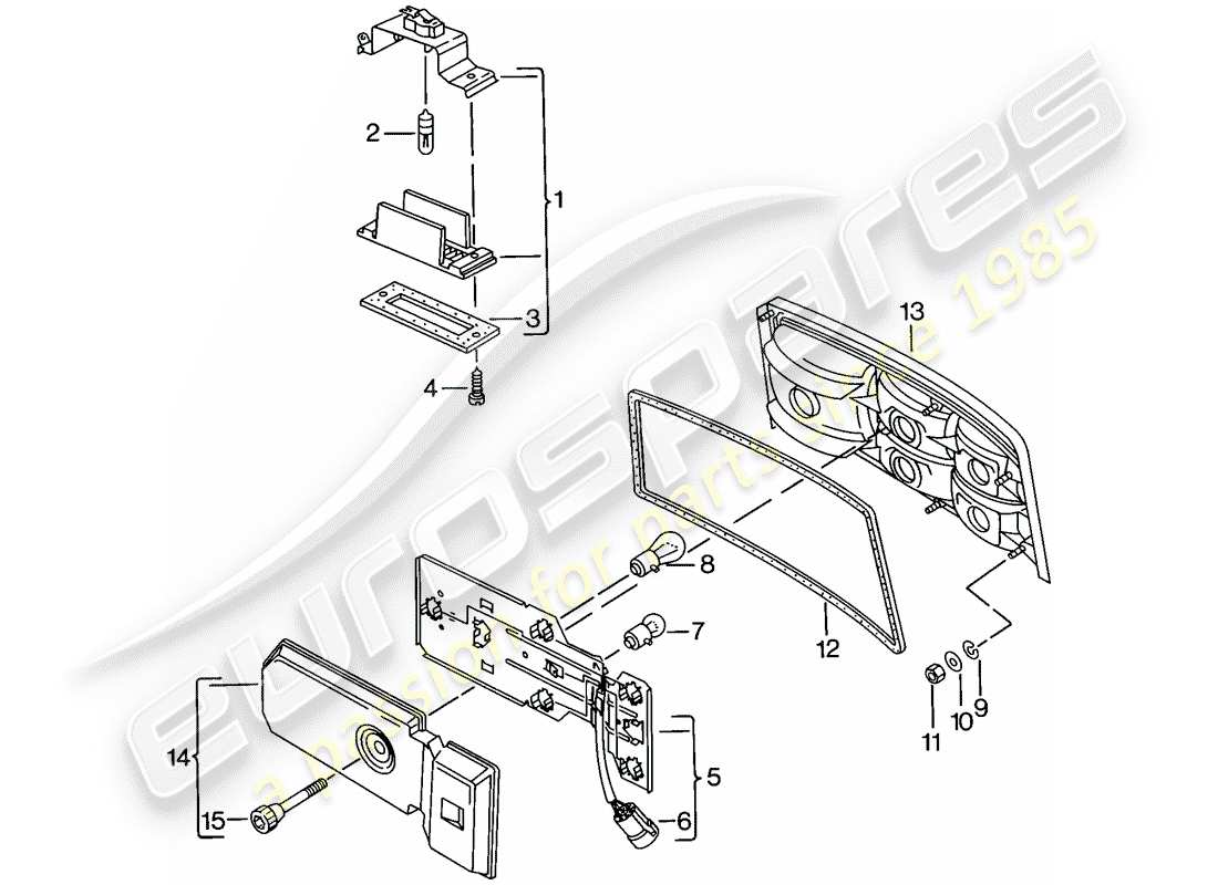 porsche 1976 (924) license plate light - rear light parts diagram