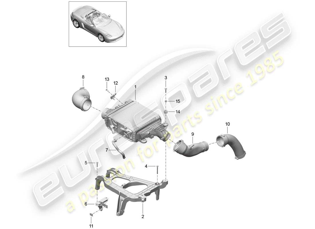 porsche 2019 (718 boxster) charge air cooler part diagram
