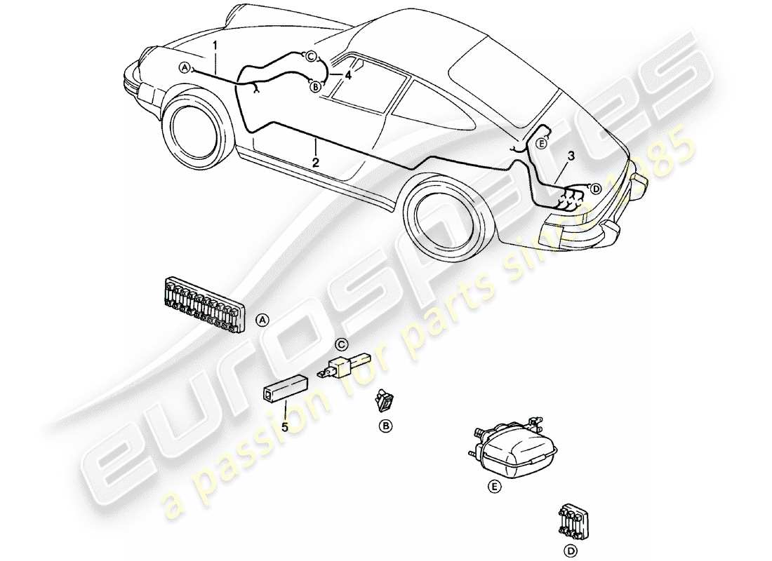porsche 1983 (911) wiring harnesses - rear window wiper part diagram