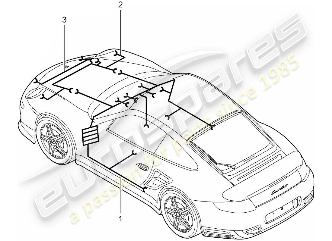 porsche 2009 997-2 turbo / gt2 wiring harnesses part diagram