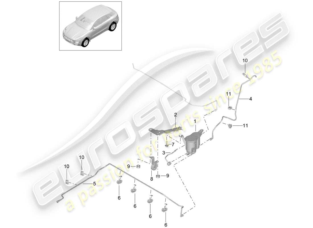 porsche 2016 (macan) evaporative emission canister part diagram