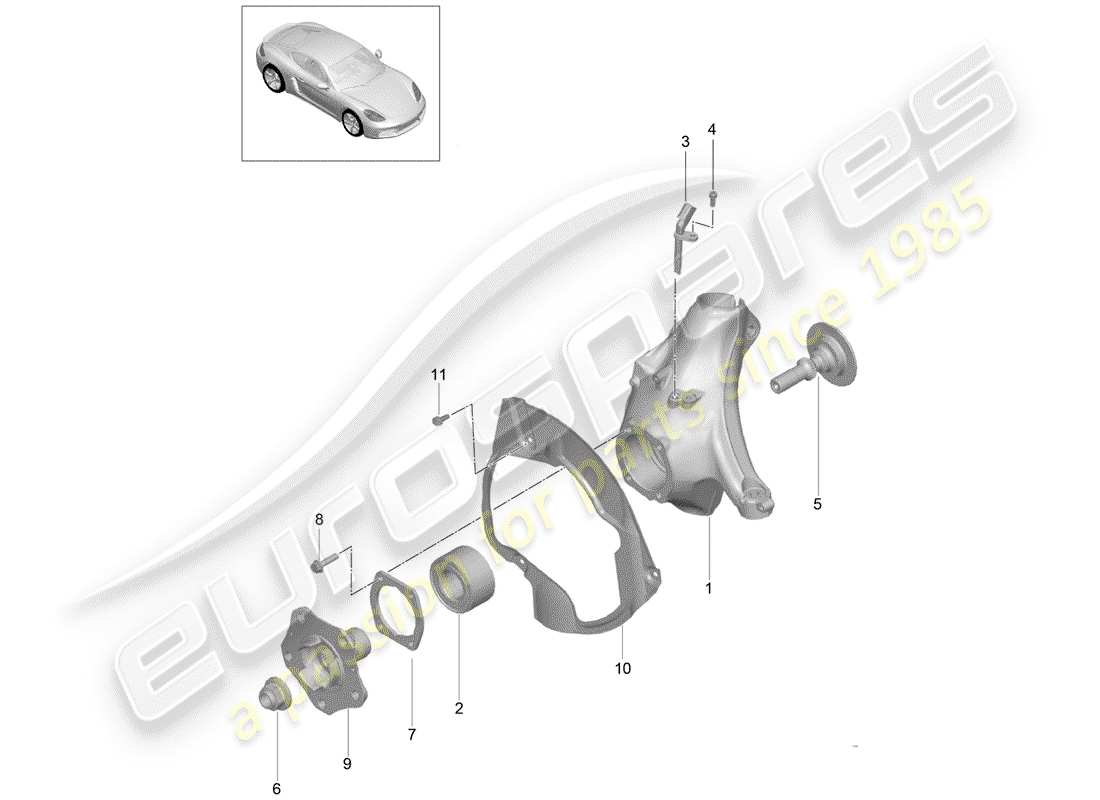 porsche 2017 (718 cayman) wheel carrier part diagram