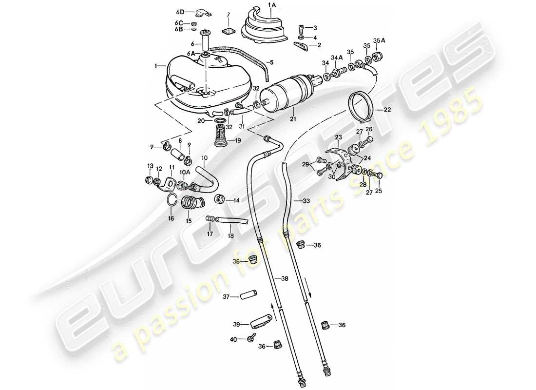 porsche 1983 (911) fuel system part diagram
