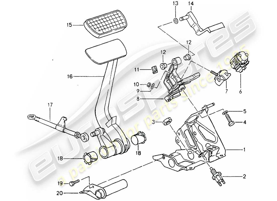 porsche 1990 (964) pedals - tiptronic part diagram