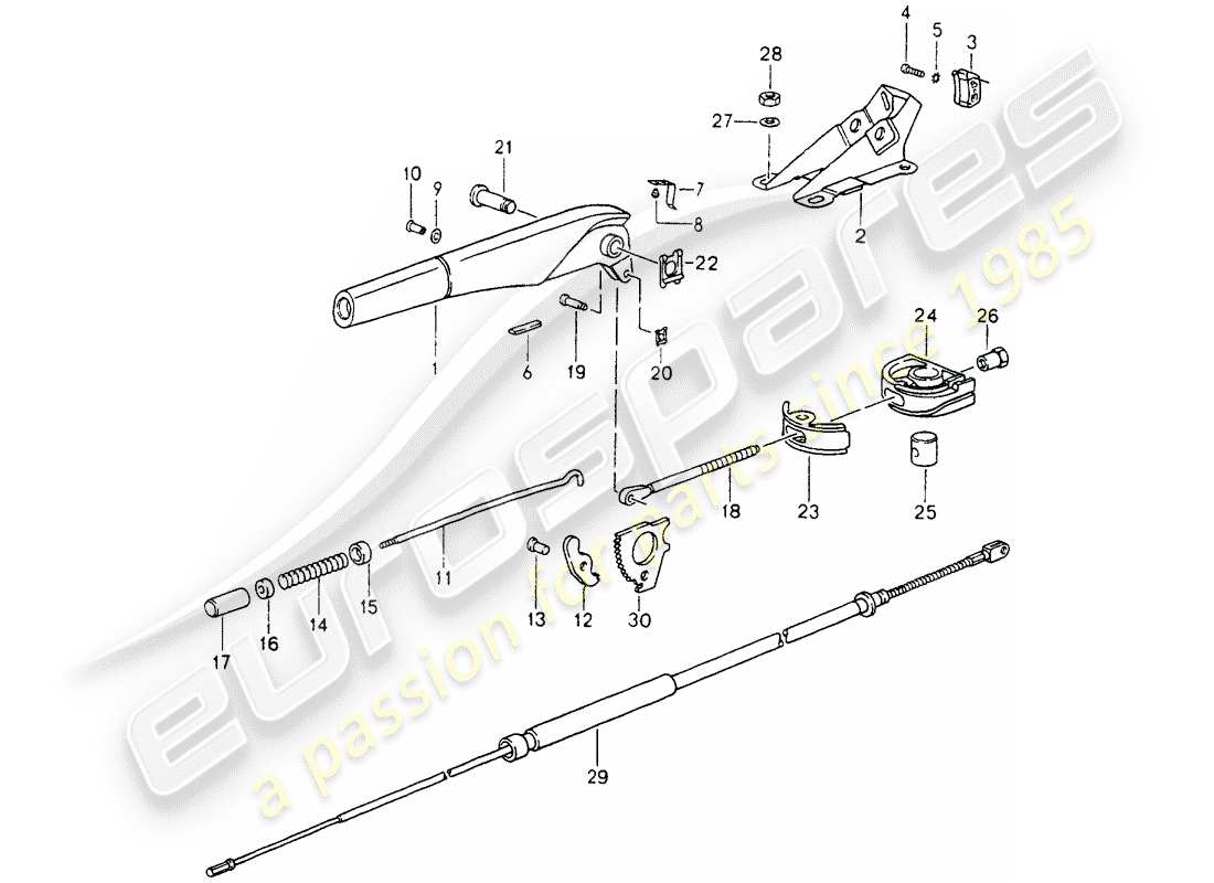 porsche 1991 (964) handbrake - actuator part diagram