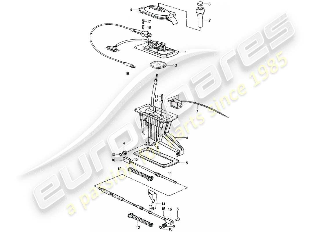 porsche 1994 (964) selector lever - tiptronic - d - mj 1992>> part diagram