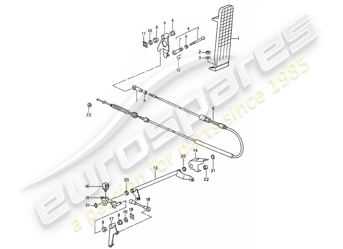 porsche 1994 (964) pedals - throttle control parts diagram