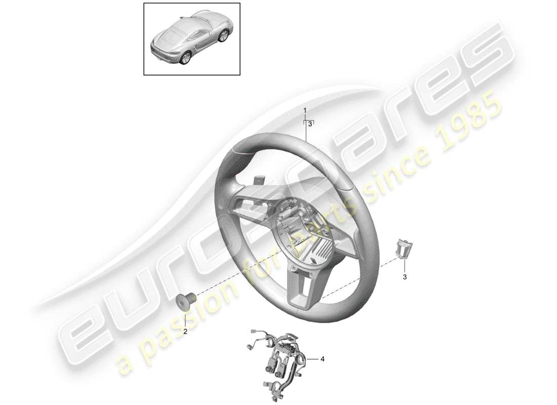 porsche 718 cayman (2018) steering wheel parts diagram