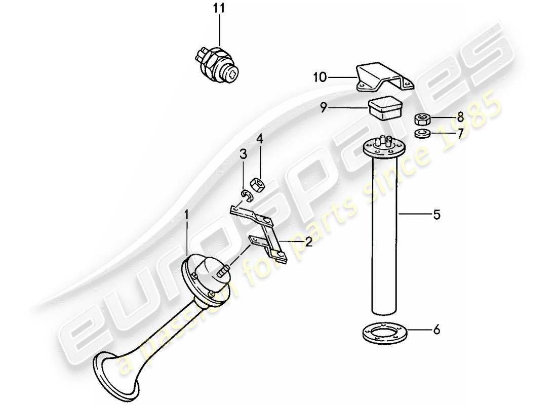 porsche 1986 (911) fanfare horn - sensor - fuel-level indicator - reverse light switch part diagram