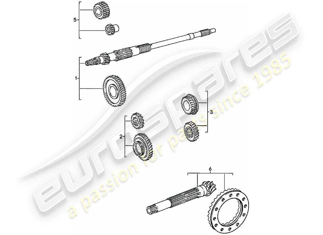 porsche 911 (1983) gear wheel sets - spm part diagram