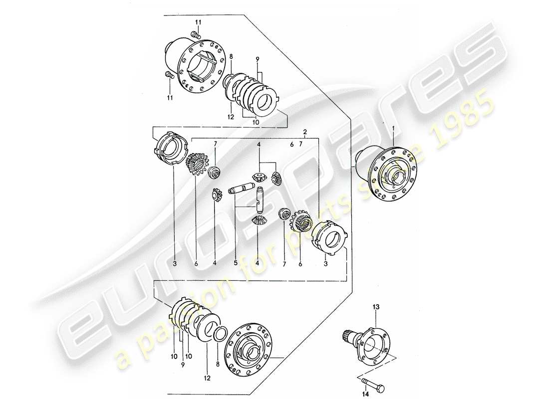 porsche 1994 (968) manual gearbox - limited slip differential parts diagram