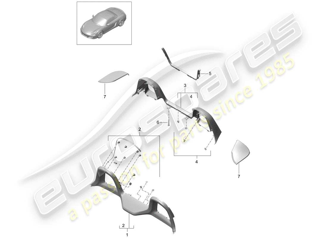 porsche 2012 (981 boxster) trims part diagram