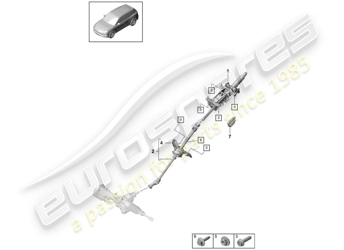 porsche cayenne e3 (2018) steering column parts diagram