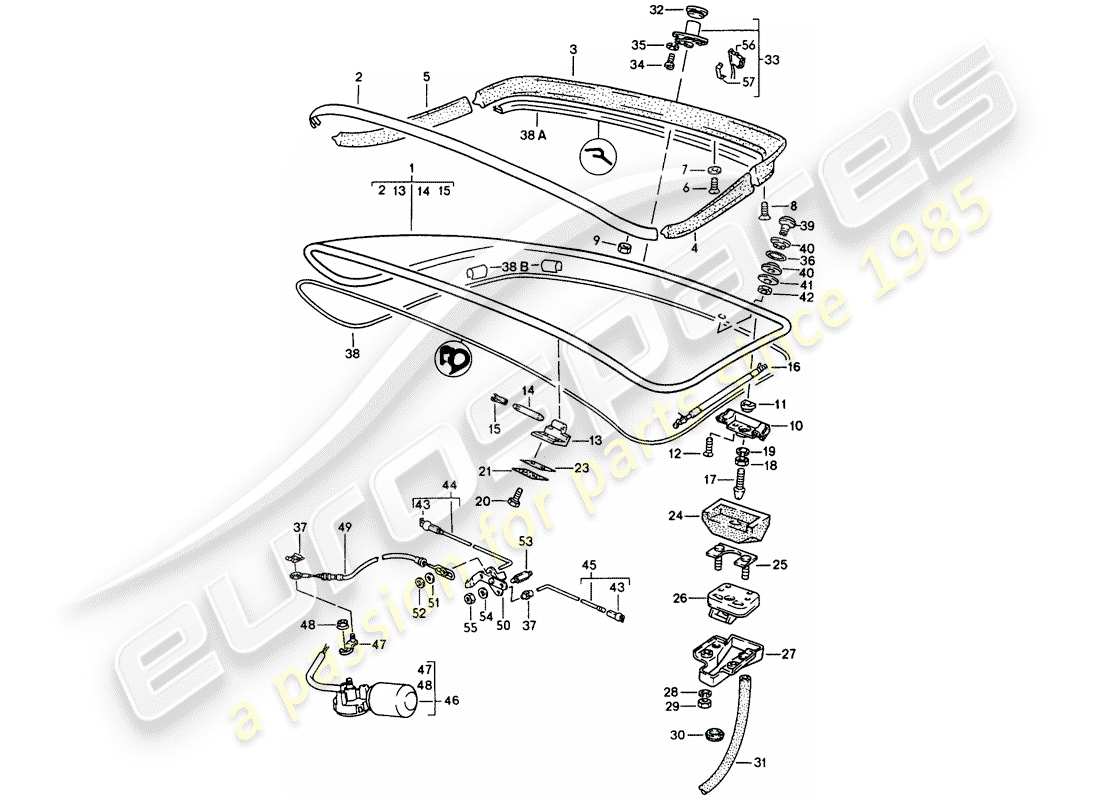 porsche 1990 (944) rear trunk lid - rear spoiler - d >> - mj 1990 part diagram