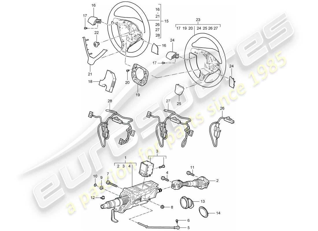 porsche cayman 987 (2008) steering protective pipe parts diagram