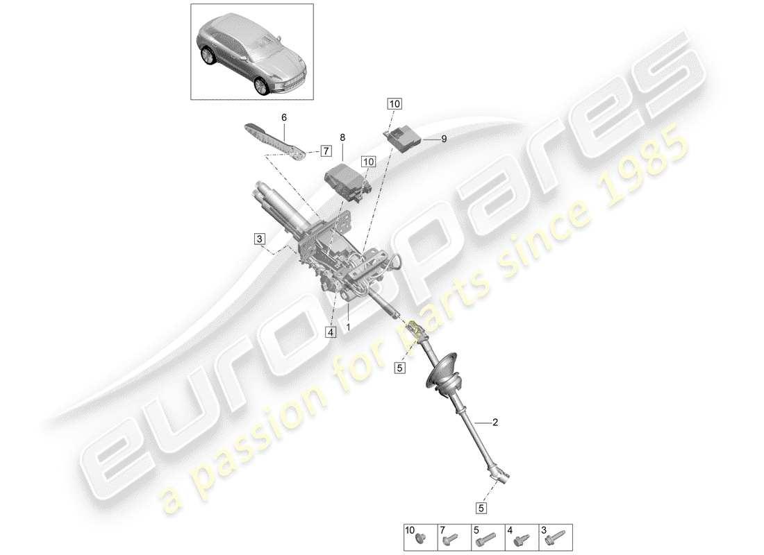 porsche 2020 (macan) steering column part diagram