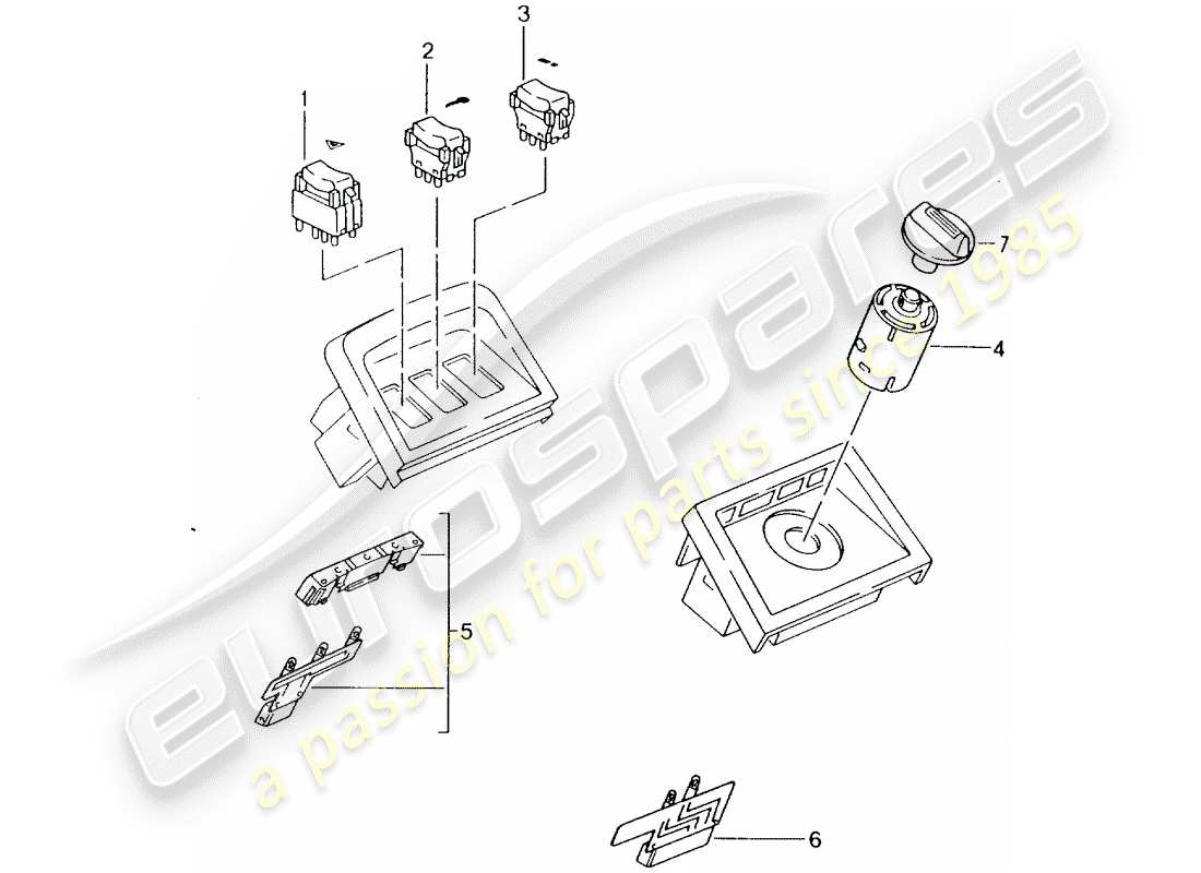 porsche 1994 (964) switch - center console parts diagram
